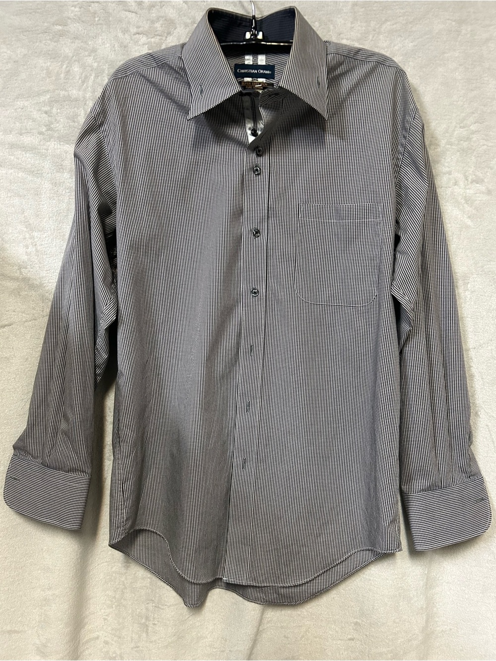 Christian Orani 100% Cotton Men’s Black Micro-Stripe Dress Shirt